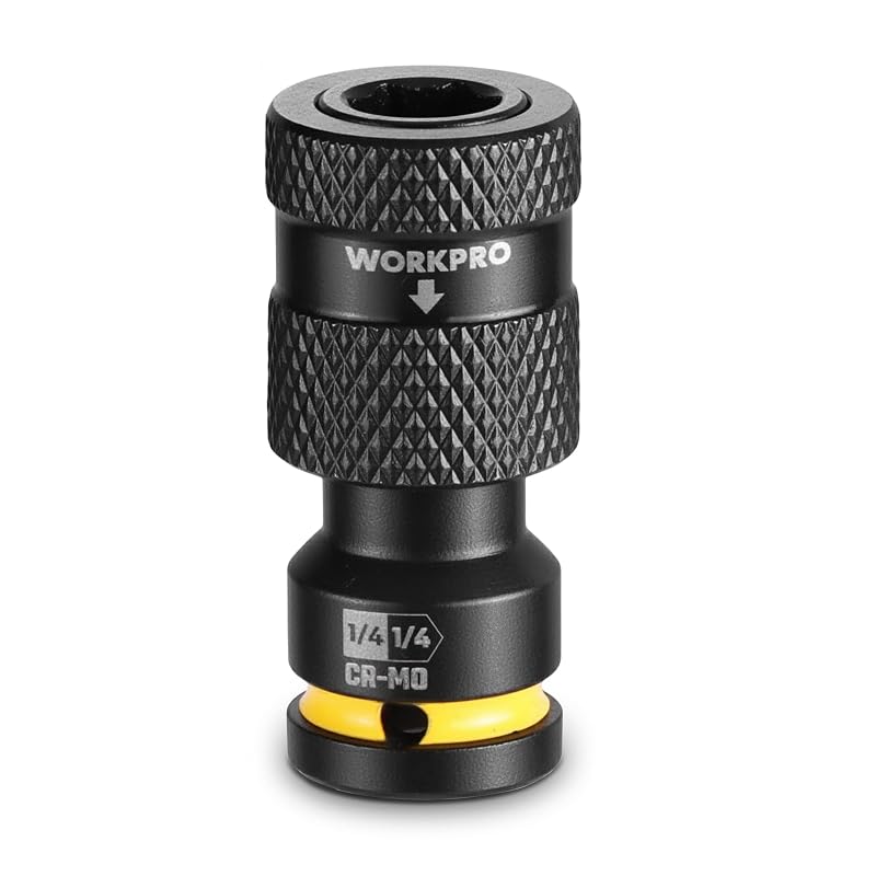 Adaptador WORKPRO de encaixe quadrado de 6,35 mm para haste sextavada de 6,35 mm com liberação rápida, aço CR-MO, W022247