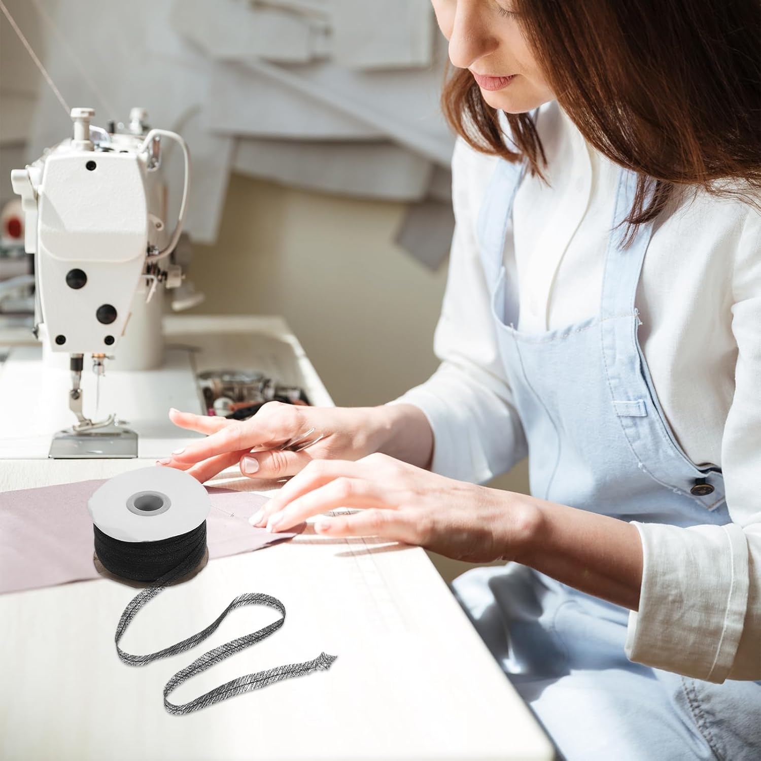 LOLIPPYY 1roll Fusible Interfacing Strip for Sewing Projects Non-Woven Fabric Easy to Install for Clothing Supplies and Crafts