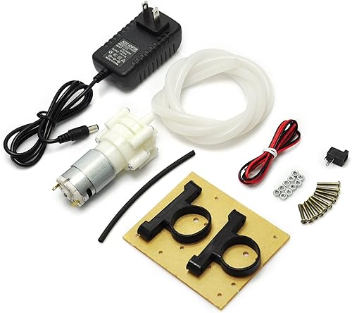 Miniatura 3 de Gikfun R385 Mini bomba de agua motor de tanque de peces con enchufe de 12 V 1 A y tubo de 3.3 ft para bomba de diafragma para peceras, hidroponía y