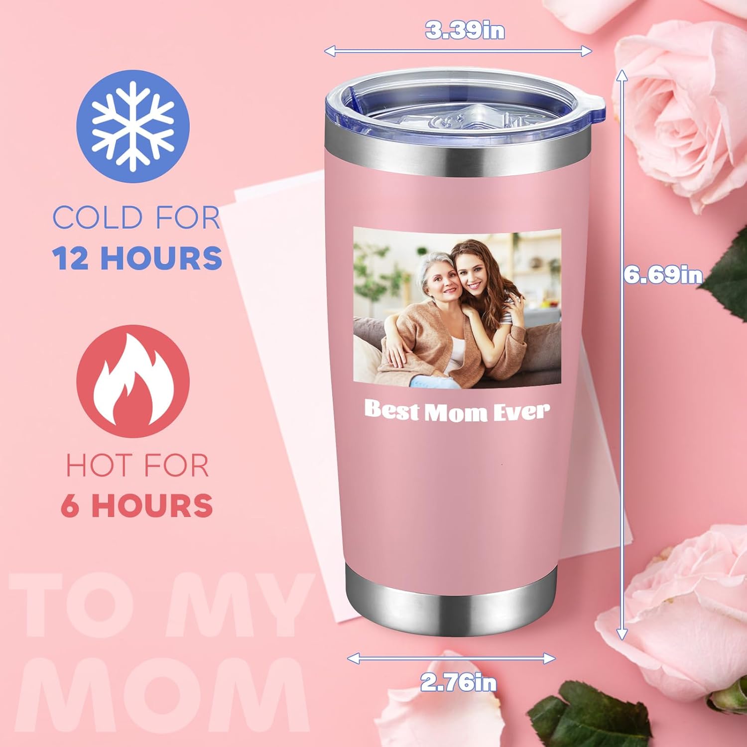 COMOOO Personalized 20oz Tumbler, Double-Wall Vacuum Insulated Tumbler with Lid, Stainless Steel Tumbler Cup Custom with Text Photo Logo, Black, 1 Pack