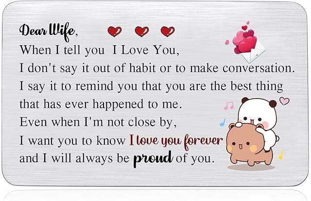 Wife Wallet Insert Card Birthday Greeting Cards Cute Wedding Anniversary Love Gift Romantic Pocket Card Valentines Day Cute Present Christmas Soulmate Retirement Personalized I Love You Keepsakes