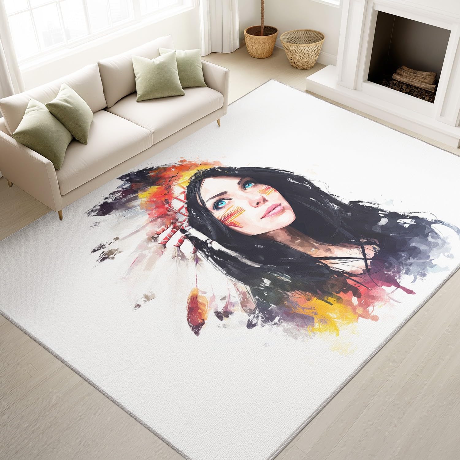 Tapis lavable antidérapant et antisalissure portrait rétro 160x230 cm