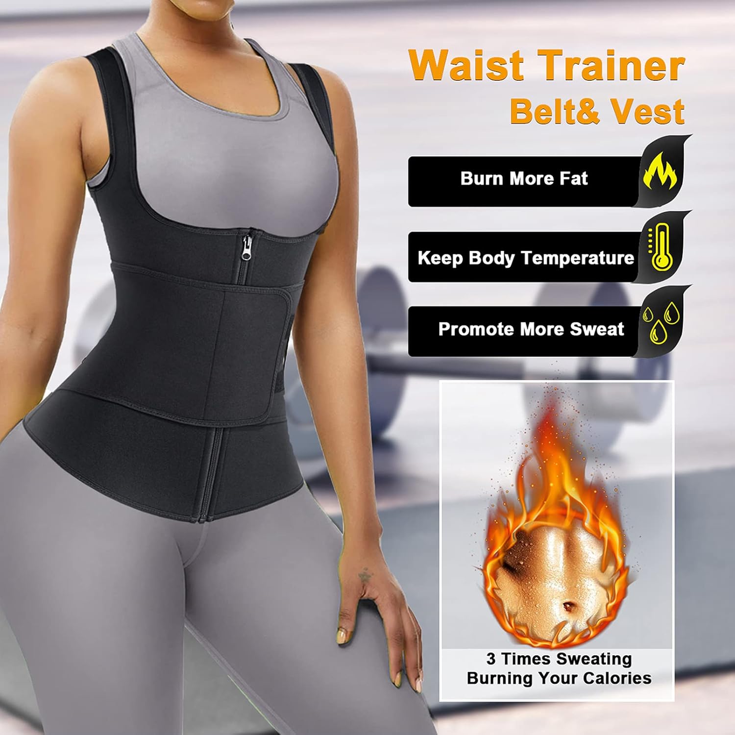 Miniatura 2 de CtriLady Entrenador de cintura para mujer moldeador de abdomen sauna entrenamiento para pérdida de peso