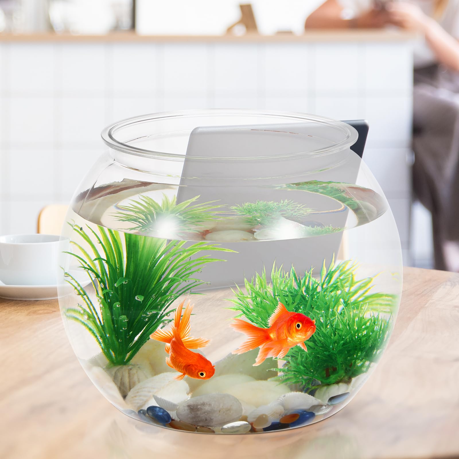 UKCOCO Bocal à Poissons: Ronde Aquariophilie Plastique Aquarium De Bureau Transparent pour Animal De Compagnie Petit Bocal À Poisson pour Poisson Rouge Betta