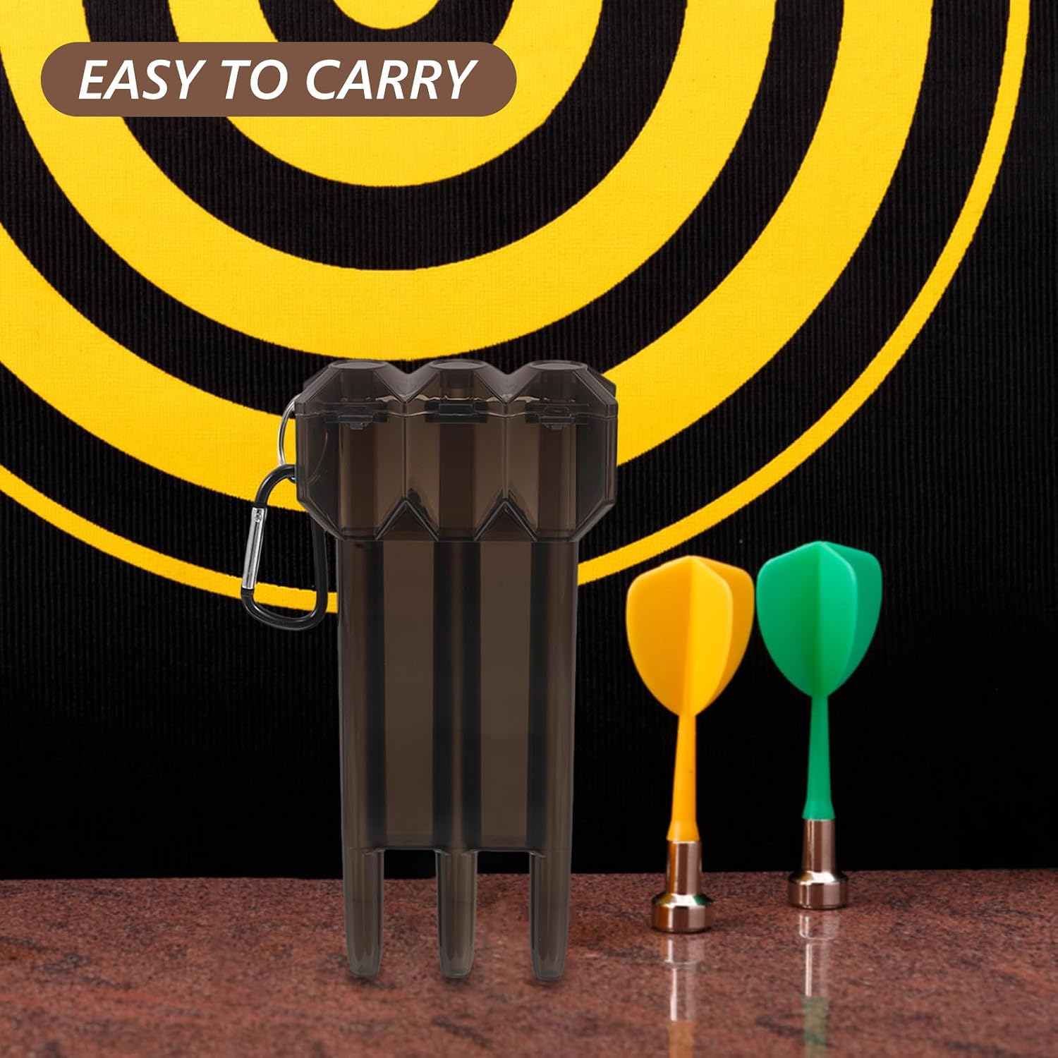 Portable Darts Flights Storage Case with Buckle, Nylon Shaft Tips Organizer Box for Travel and Target, Black Portable Flights Carrying Container