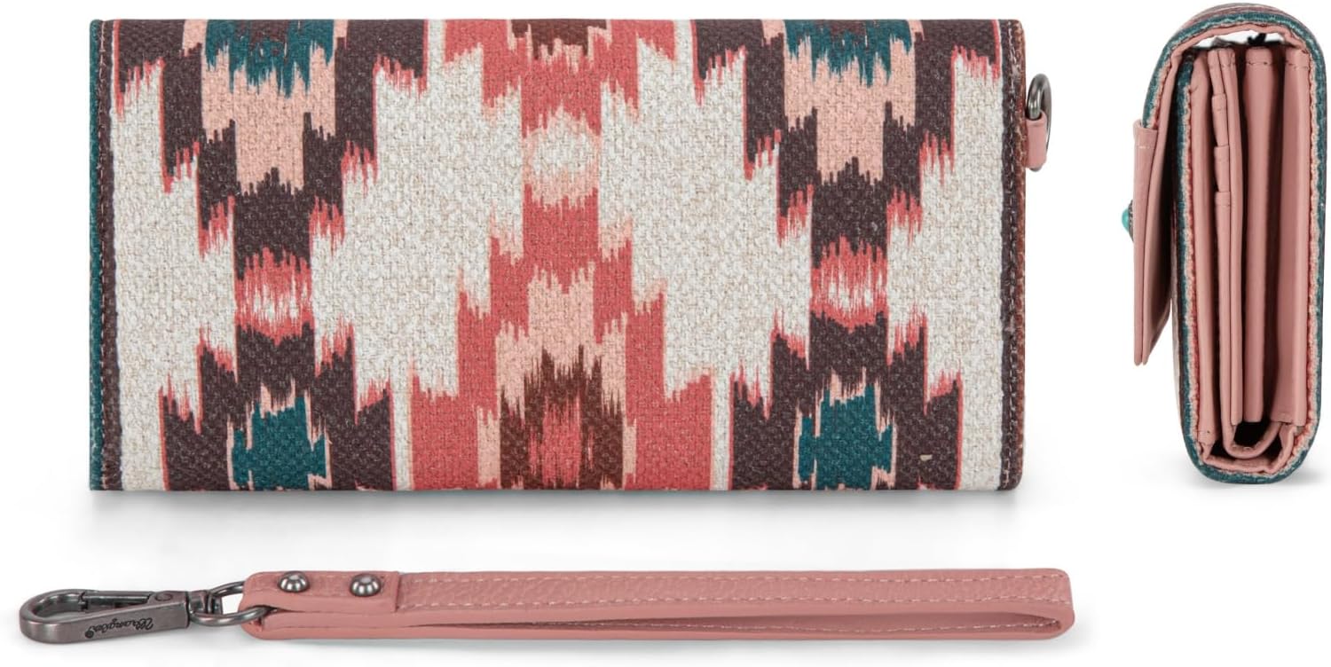 Wrangler Western Wallet for Women Aztec Turquoise Clutch Puese Trifold Wristlet Wallets - Image 4