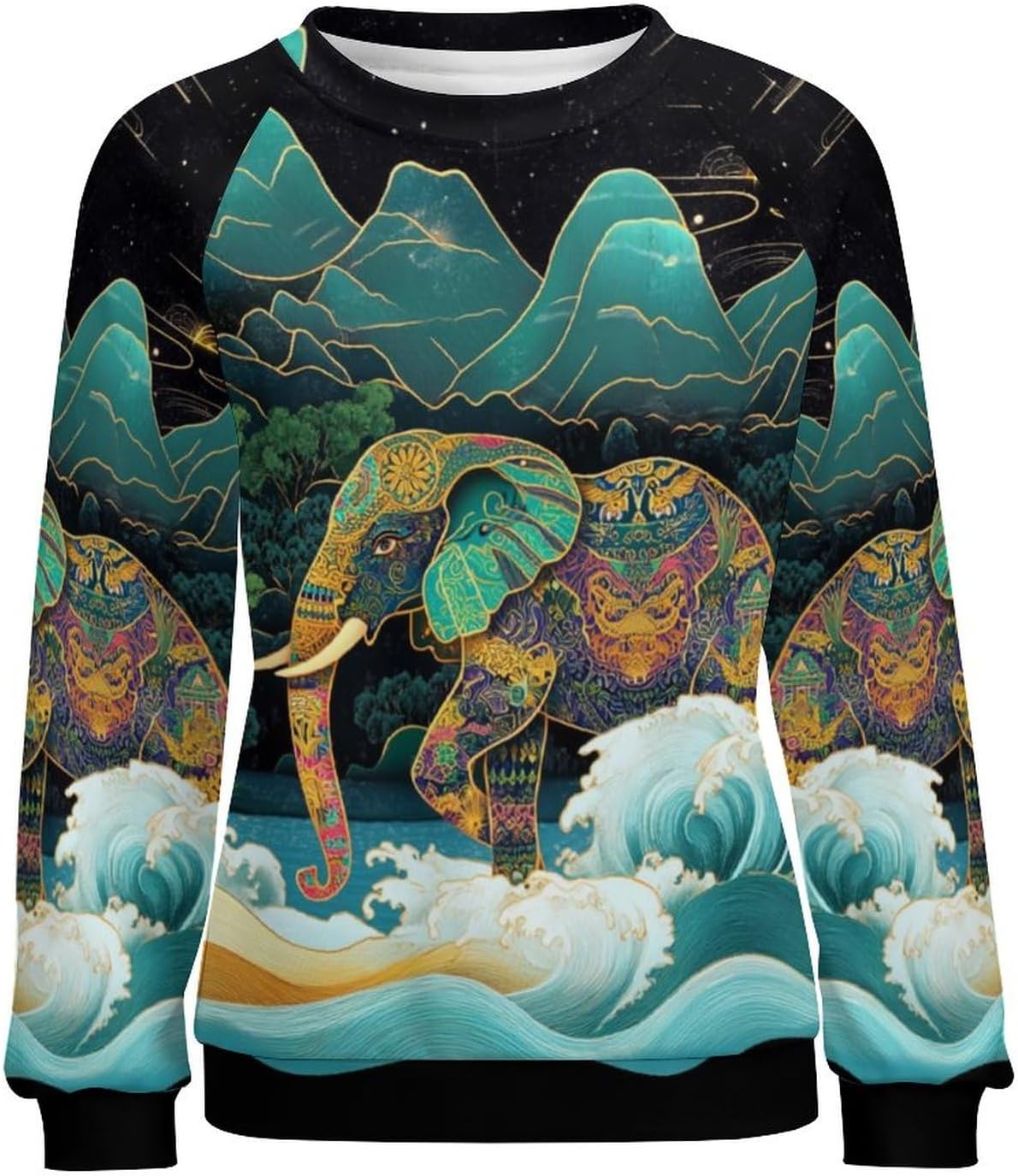 MARSVOVO Graphic Sweatshirts for Women Crewneck Long Sleeve Chinese Ink Painting Print Pullover Fall Tunic Sweatshirts - Image 4