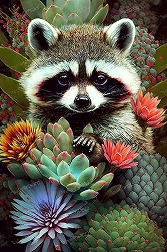 Rompecabezas de mapache suculento y lindo de 1000 piezas, juegos educativos para decoración del hogar, rompecabezas de animales, cada pieza es