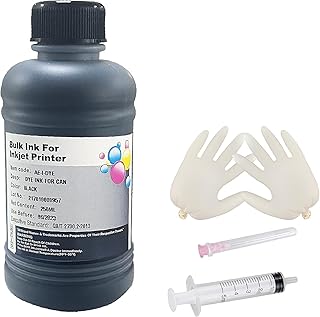 AYMSous 250ml Ink Replacement for Canon Black Ink Refill Ink Kit Dye Ink for CAN Inkjet Printers Refillable Cartridge CISS CIS System (9 oz) with Syringe & Glove