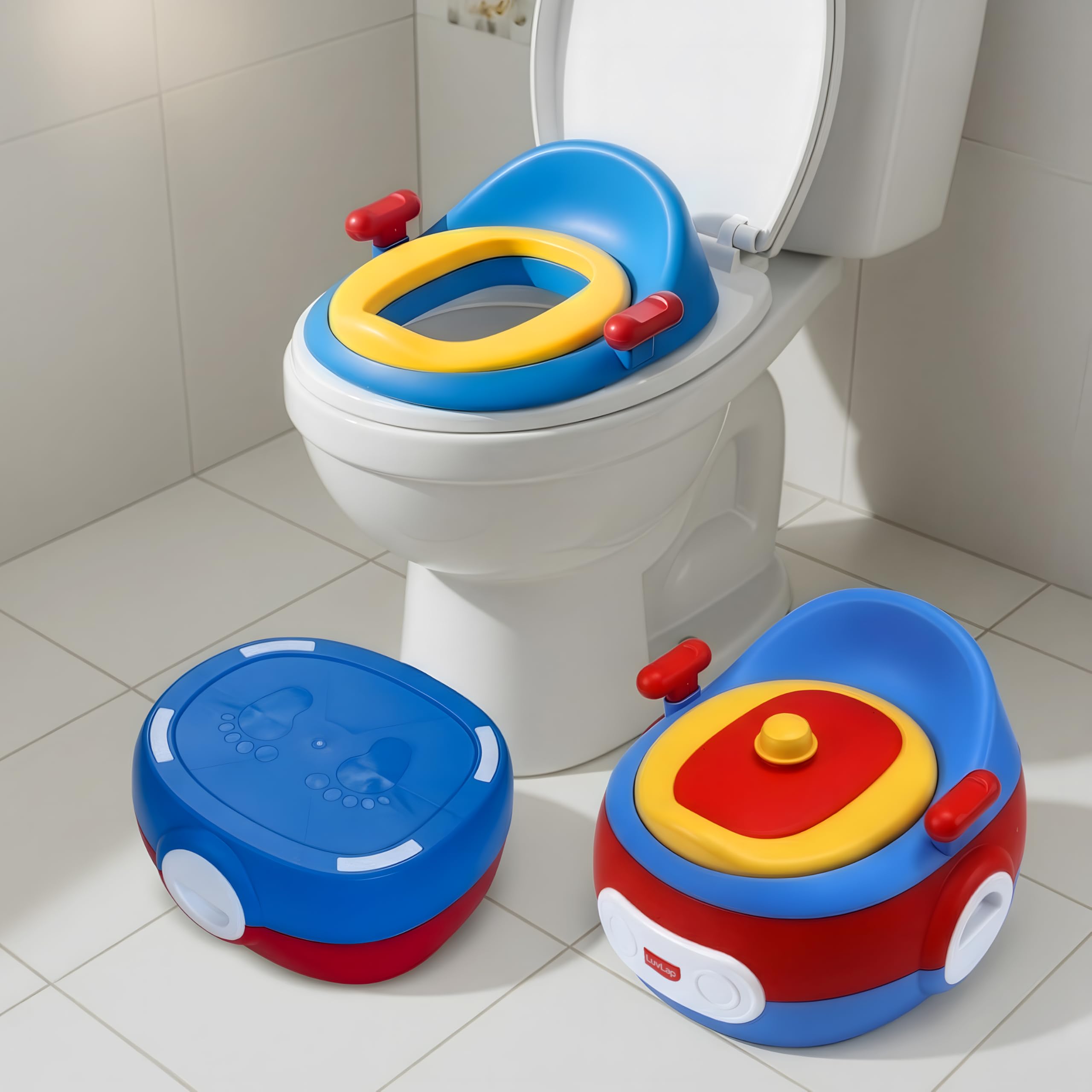 LuvLap 3-in-1 Potty Training Seat for Kids 1-5 Years: Comfortable Baby Potty with Removable Pot, Safety Handles, Splash Guard & Anti-Slip Base for Secure Home Toilet Training, Red-image-29