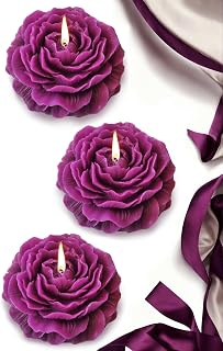 Set of 3 Purple Peony-Shaped Scented Candles – Aromatherapy, Low-Temperature Wax, Spa & Relaxation Gift for Women – Stress Relief, Meditation, Wedding & Special Occasions