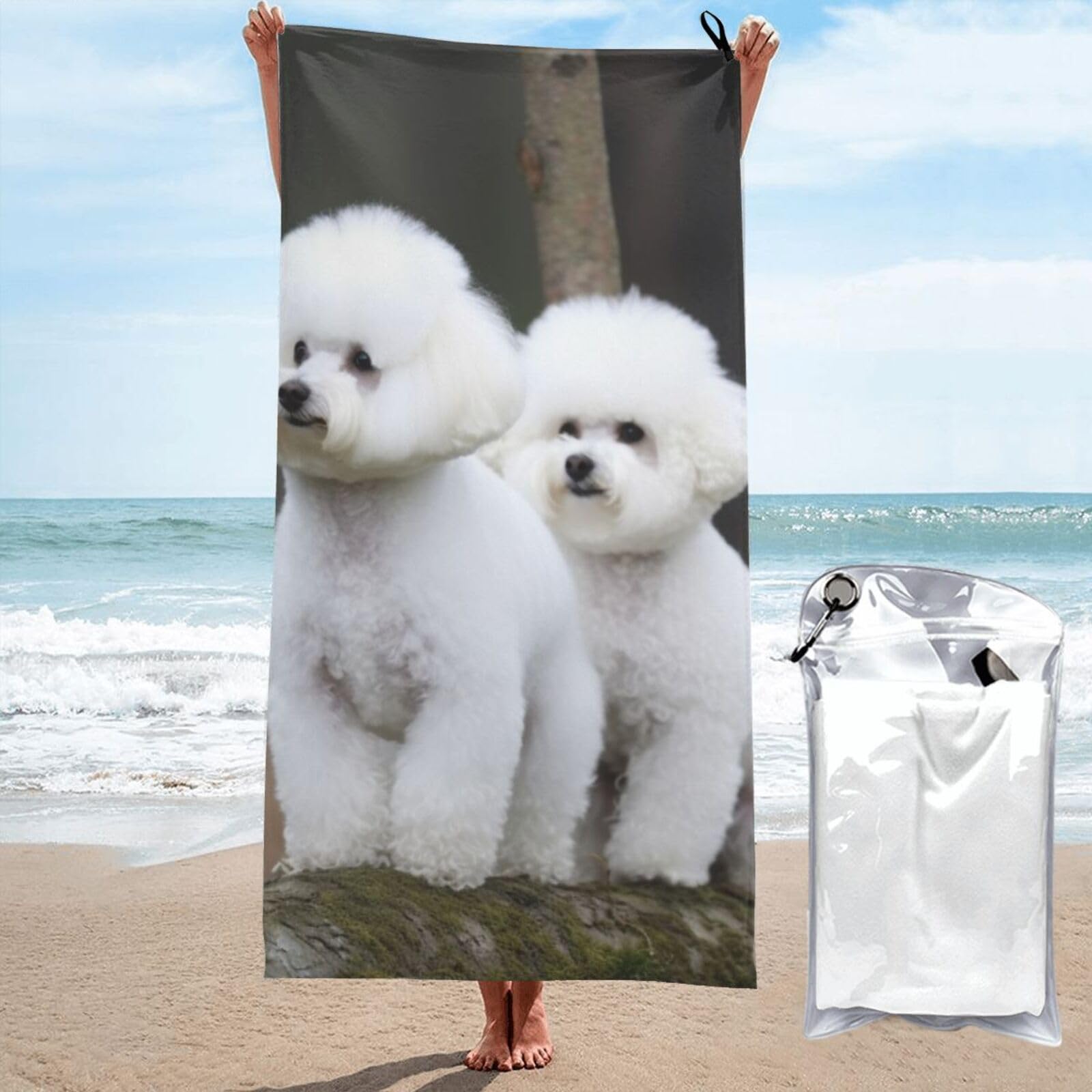 LMNGH Bichon Frise Bath Towel Super Absorbent Quick Dry Bathroom Towel Sand Free Microfiber Beach Towels for Bathroom, Gym, Spa and Hotel Towel 27.5"x55"