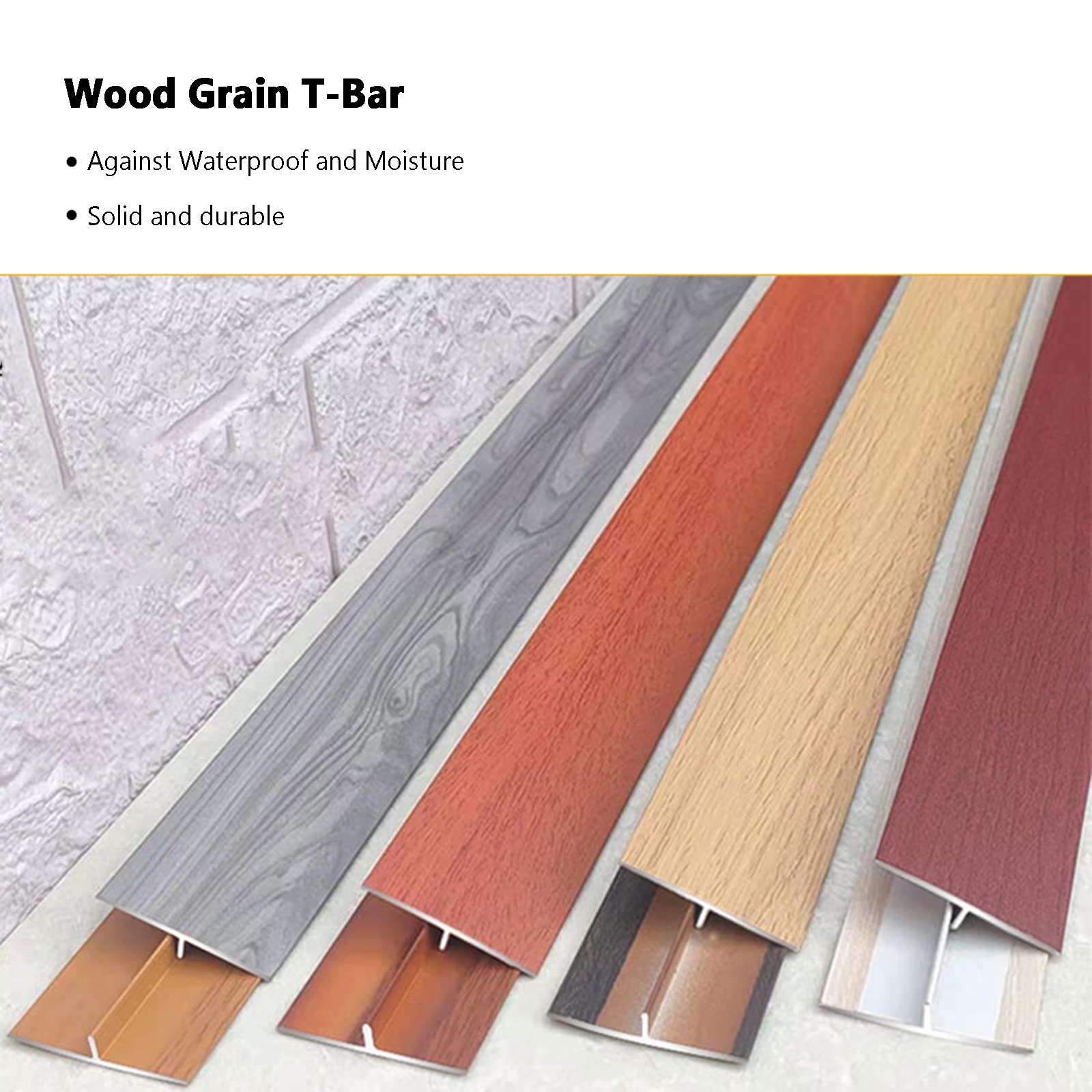 Reductor de suelo laminado de vinilo para suelos irregulares, bordes impermeables con acabado de grano de madera, ideal para puertas y balcones