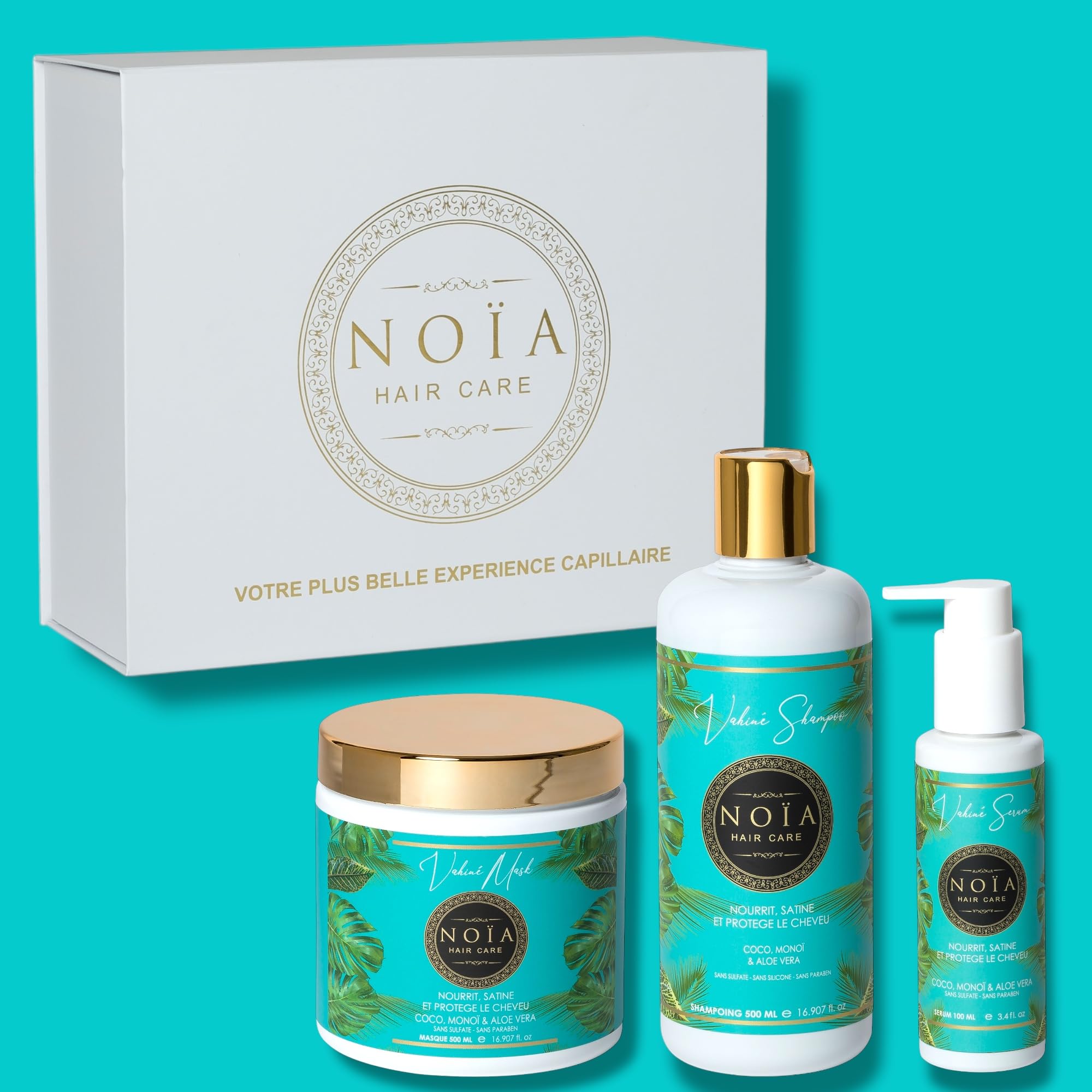 NOÏA HAIR - Discovery Set - VAHINÉ Collection - Trio Shampoo + Mask + Serum (Coconut, Monoi & Aloe Vera), No color, 1 l (Pack of 3) - Image 2