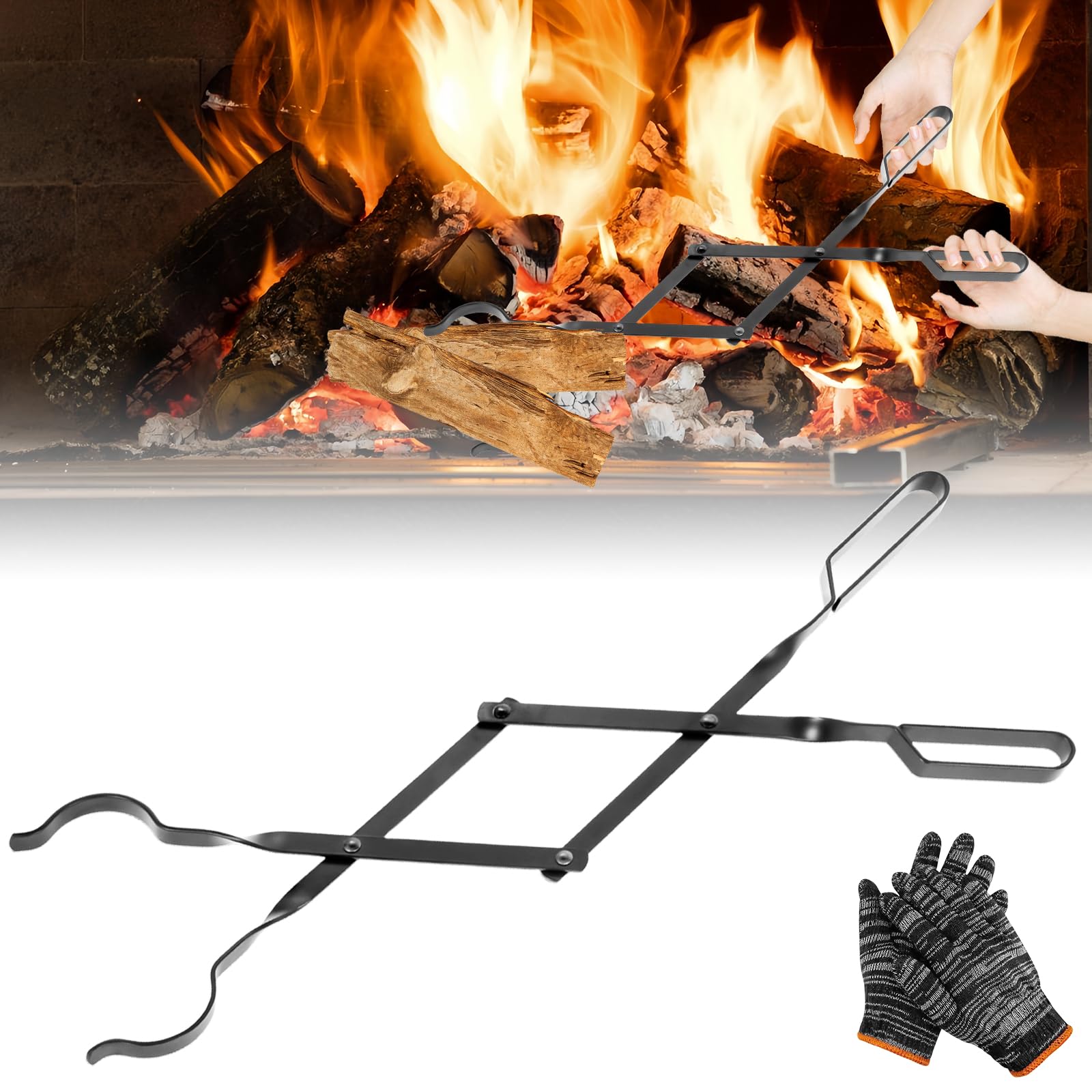 Szczypce kominkowe, szczypce do węgla, szczypce do drewna kominkowego, szczypce do węgla, akcesoria kominkowe, szczypce do węgla, szczypce do węgla, długie szczypce do drewna opałowego do ognisk i