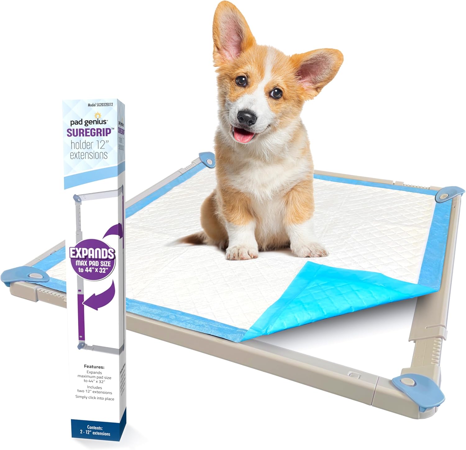 SureGrip XL/XXL Pee Pad Holder and Extension Kit - Fits Perfectly to Every Pad from Small 20" x 20" to Giant 44" x 32" Sizes