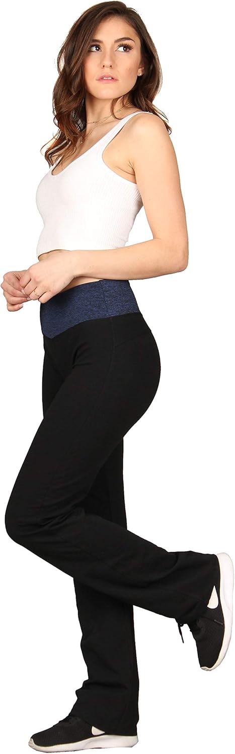 Lildy Women’s Cotton Blend Yoga Pants, High Waistband Straight Legged No See Through Material