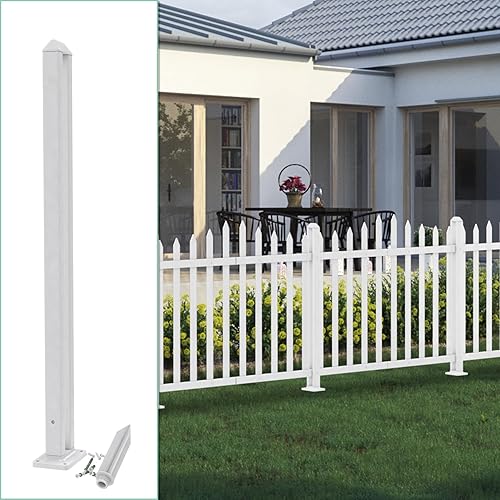 Miniatura 21 de SunnyRoyal Paneles de valla de piquetes, 2 juegos de 84 pulgadas de largo x 38.6 pulgadas de alto, valla de vinilo de PVC para jardín de patio 20