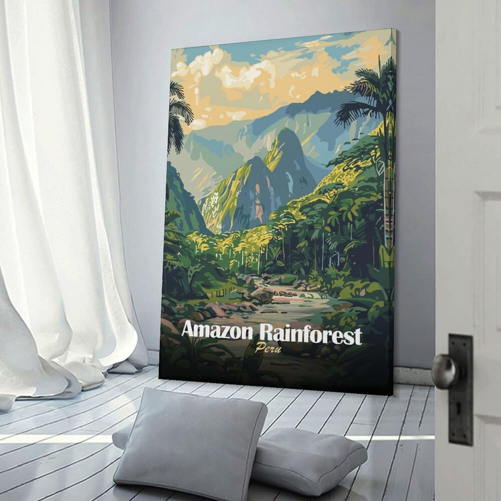 Amazon Rainforest Peru Travel Canvas Art Print 24x36inch(60x90cm), for Feature Walls in Flats Or Modern Rooms, Ideal for Building A Coordinated Art Wall