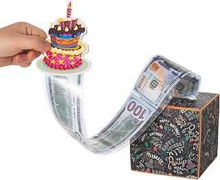 DIY Birthday Money Box for Cash Gift Pull, Money Pull Out Gift Box, Money Box for Cash Gift, Money Roll Gift Box with Cake Card, Surprise Birthday Gift Box Set for Friends and Family