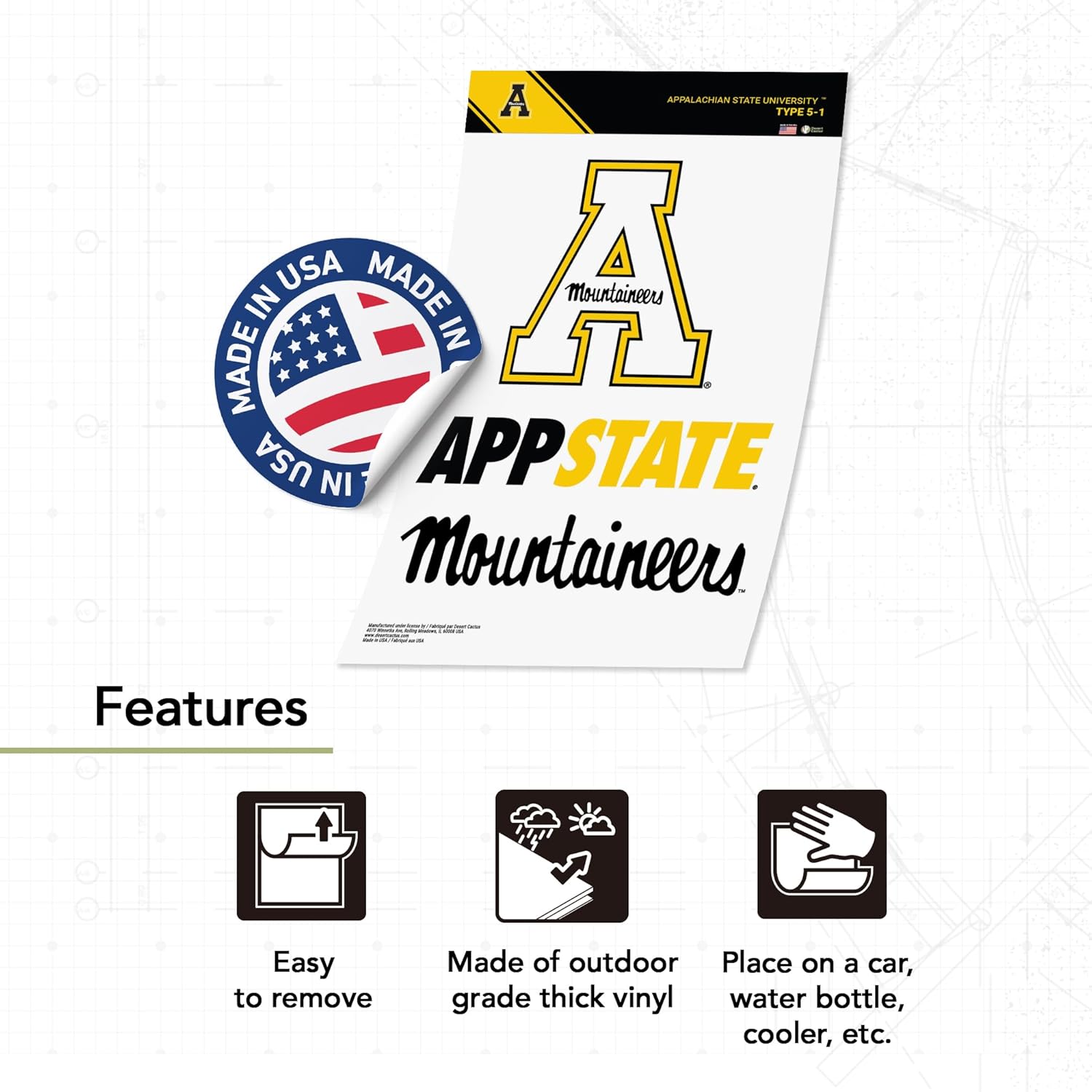 Desert Cactus Appalachian State University Mountaineers App State Sticker Cooler Vinyl Decals Laptop Water Bottle Car Scrapbook T5 (Type 5-1) - Image 3