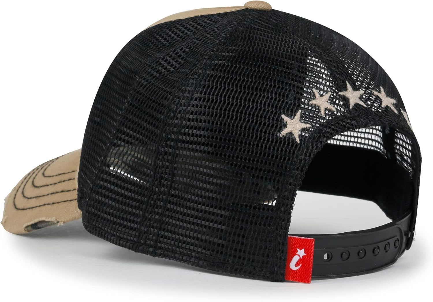 ililily Star Embroidery Black White Trucker Hat Cotton Baseball Cap - Image 4