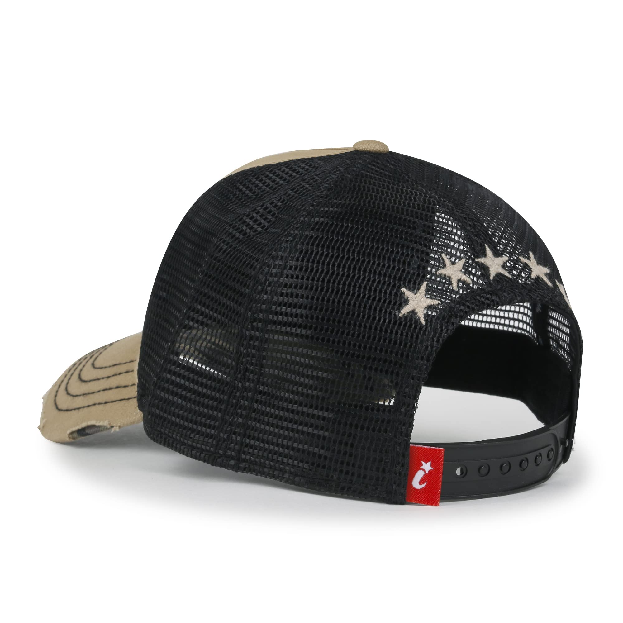 ililily Star Embroidery Black White Trucker Hat Cotton Baseball Cap product thumbnail 5