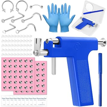 Reusable Ear Piercing Gun Kit Disposable Ear Piercing Studs Piercing Gun Machine with Piercing Tool Set Piercer Kit for All Piercing Salon At Home Use | Reusable Body Piercing Gun for At Home Salon Earlobe Cartilage Helix Tragus Piercing Tool Set