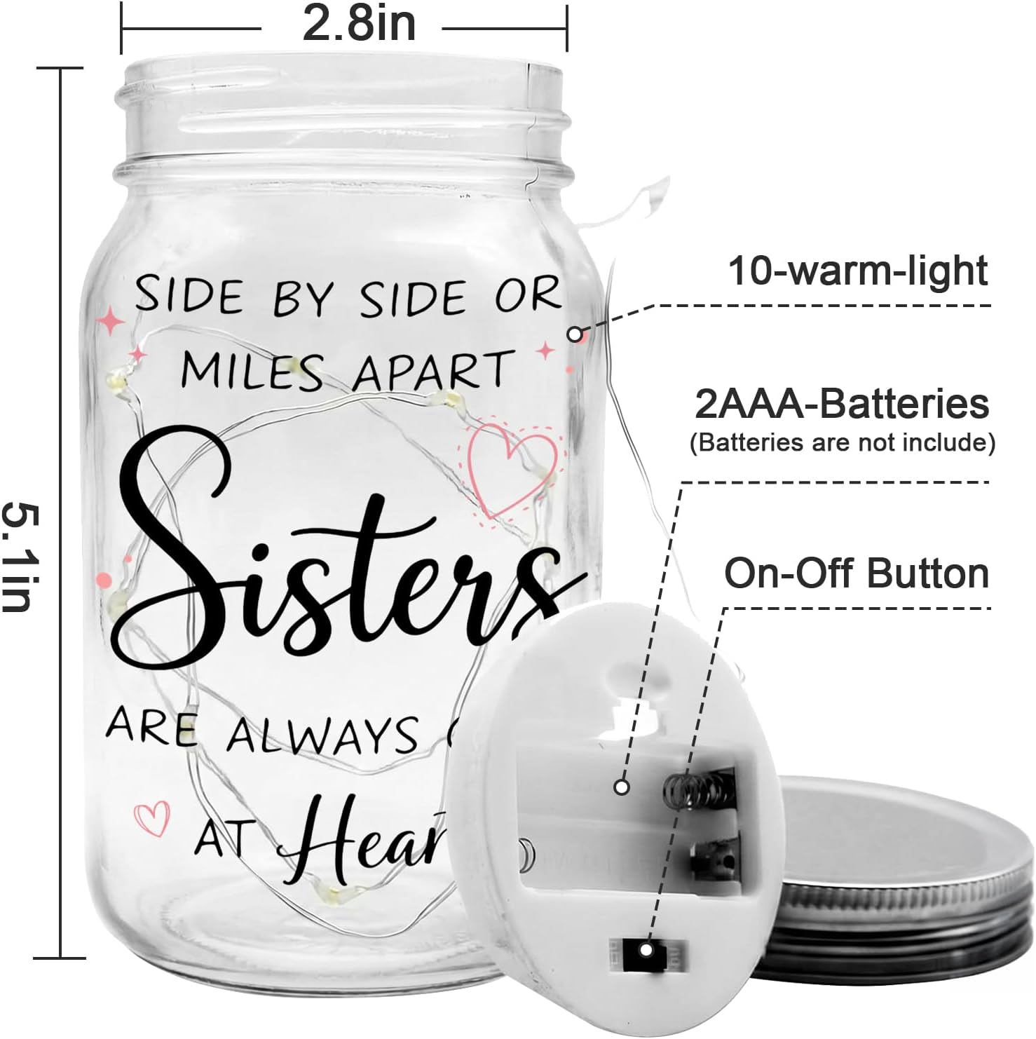 Jar Night Light, Glass Lamp, 5x3 Inch, Memorial Gift Friendship image 3