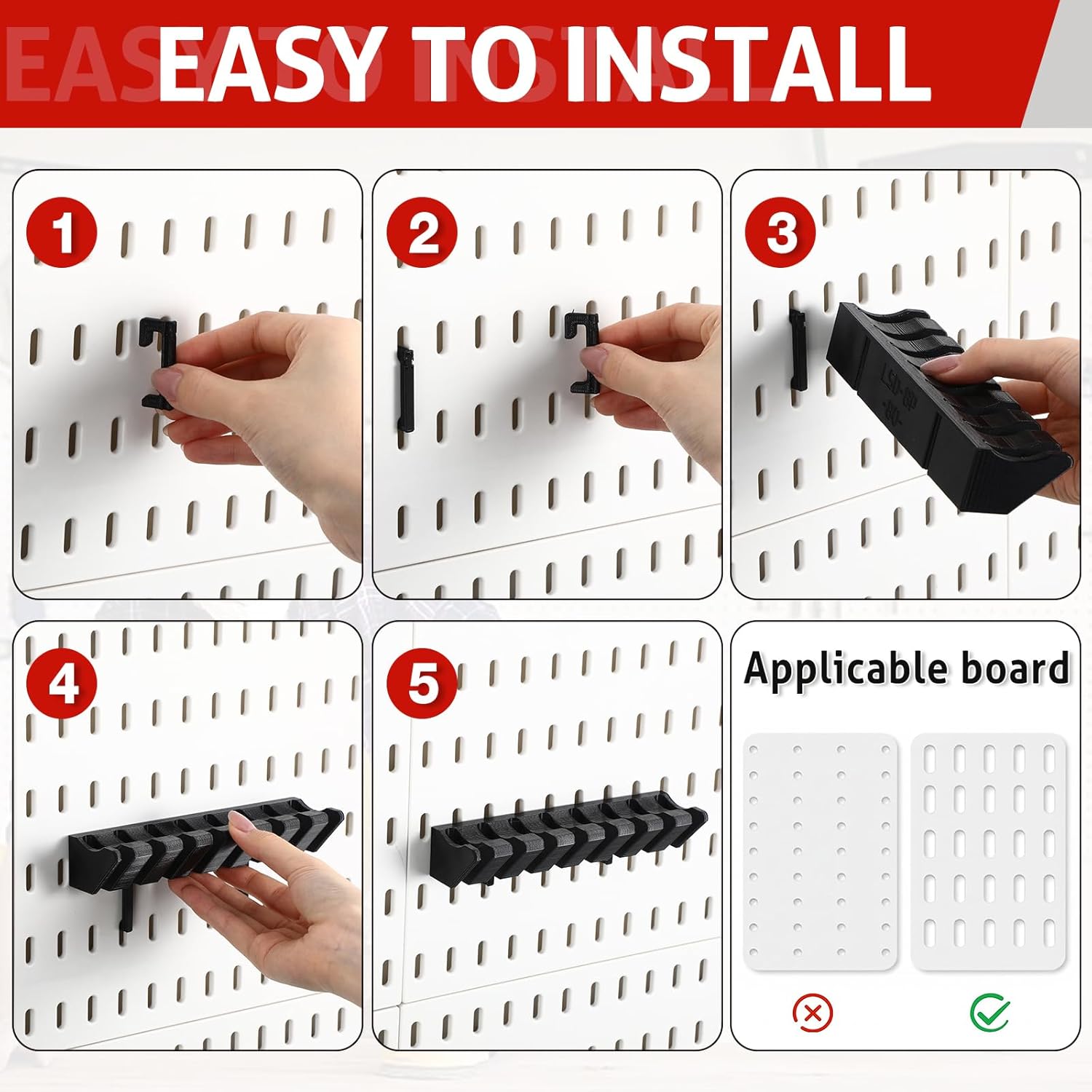 Novabright 2 Pack Pegboard Screwdriver Holder Peg Board Organizer Accessories Utility Hooks Pegboard Holder Accessories Racks for Shop Store Supermarket(Black)