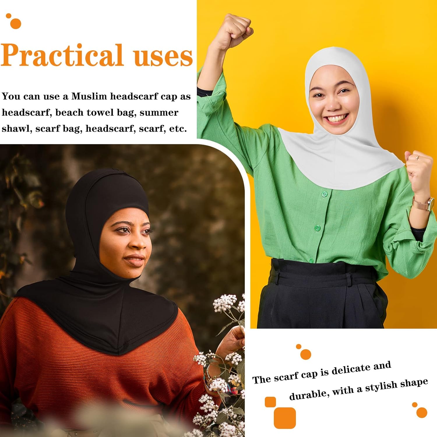 Giegxin 9 Pcs Modal Hijab Cap Adjustable Muslim Stretchy Turban Stretchy Head Scarf Full Cover Shawl Cap for Lady - Image 2