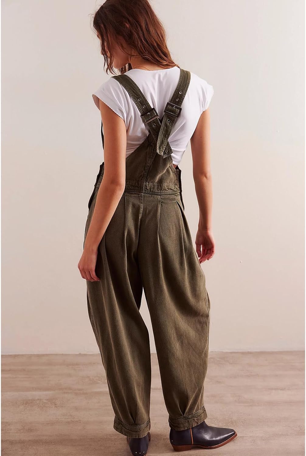 Women's casual adjustable shoulder strap denim overalls wide leg small leg jeans long pants jumpsuit