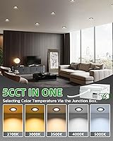 Vista 2 de zouzai paquete de 6 luces de techo empotrables ultrafinas de 4 pulgadas en negro, 5 CCT, con caja de conexiones, 2700K/3000K/3500K/4000K/5000K