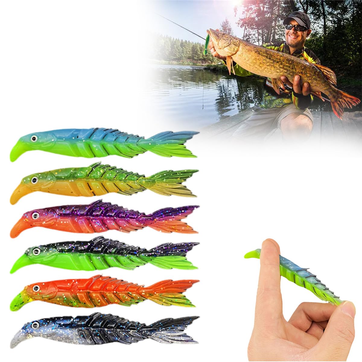 Georcep Multi Segments Soft Lures, Multi Jointed Fishing Lure Set