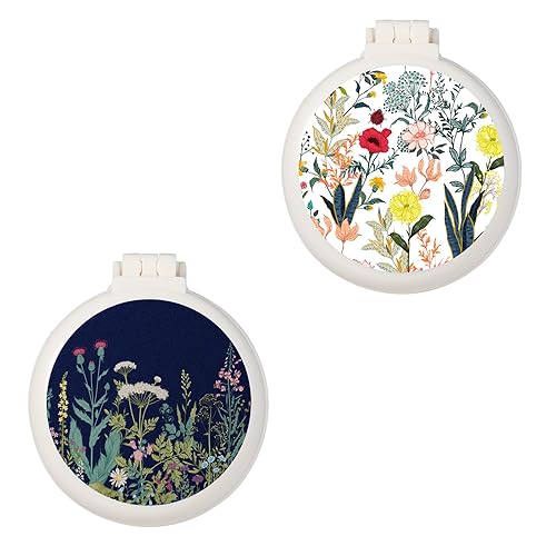 Mini cepillo para el pelo, cepillo de pelo de bolsillo con espejo, portátil para monederobolsillo, tamaño de viaje (juego de flores de 2 piezas)