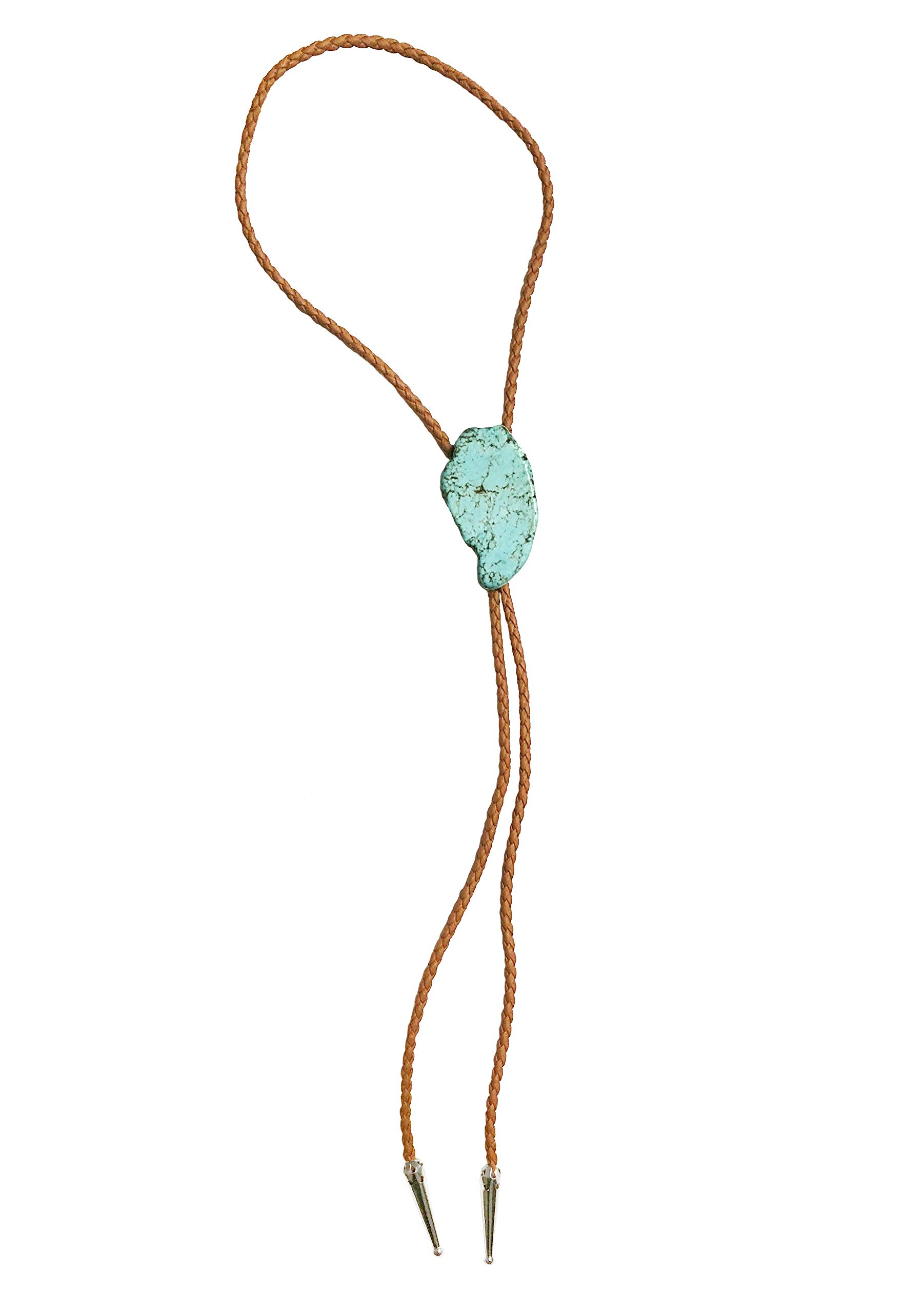 Daisy Del Sol Boho Leather Western Bolo Tie Turquoise Gemstone Choker Necklace (Brown Turquoise)