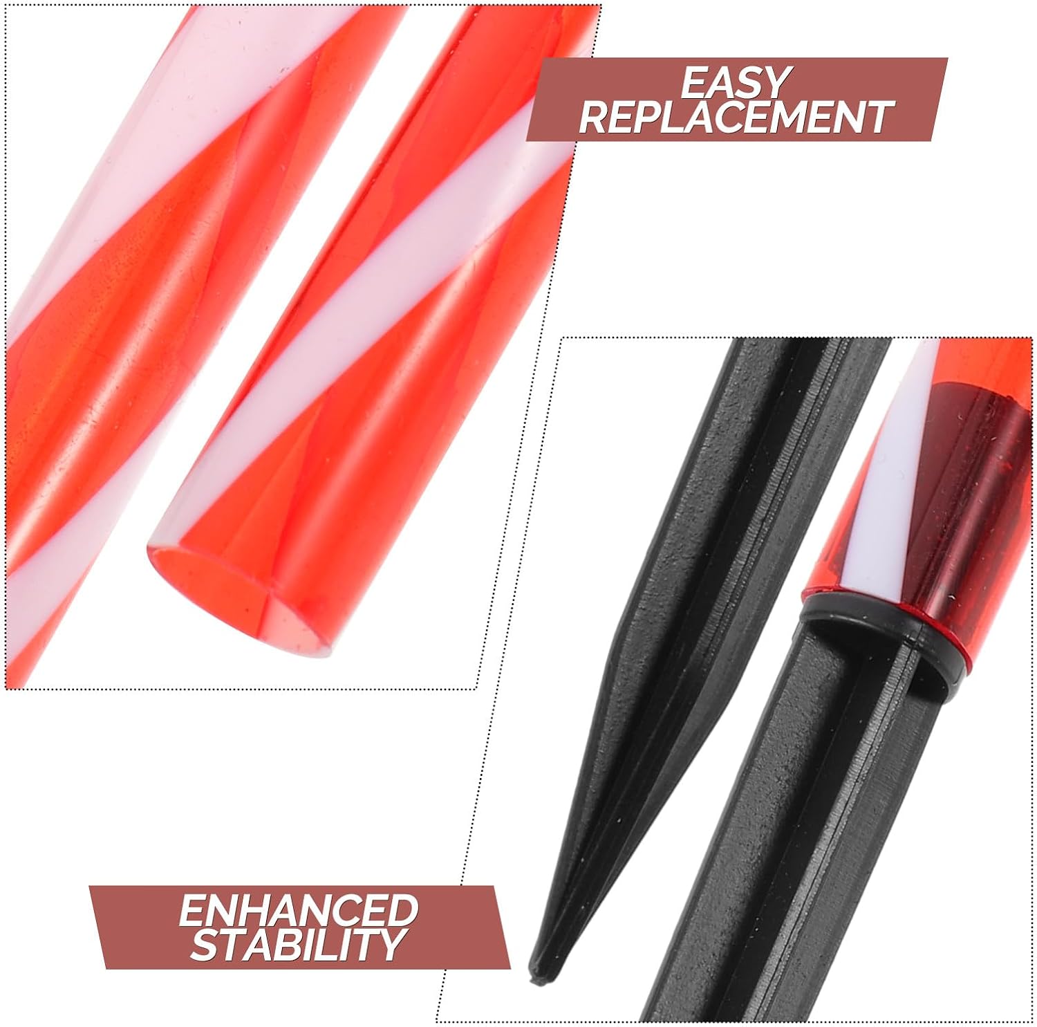 10 Sets Solar Path Light Replacement Stake - Red White Solar Torch Light Extension Poles - Plastic Ground Spikes Stakes for Outdoor Lawn Lighting Decorations