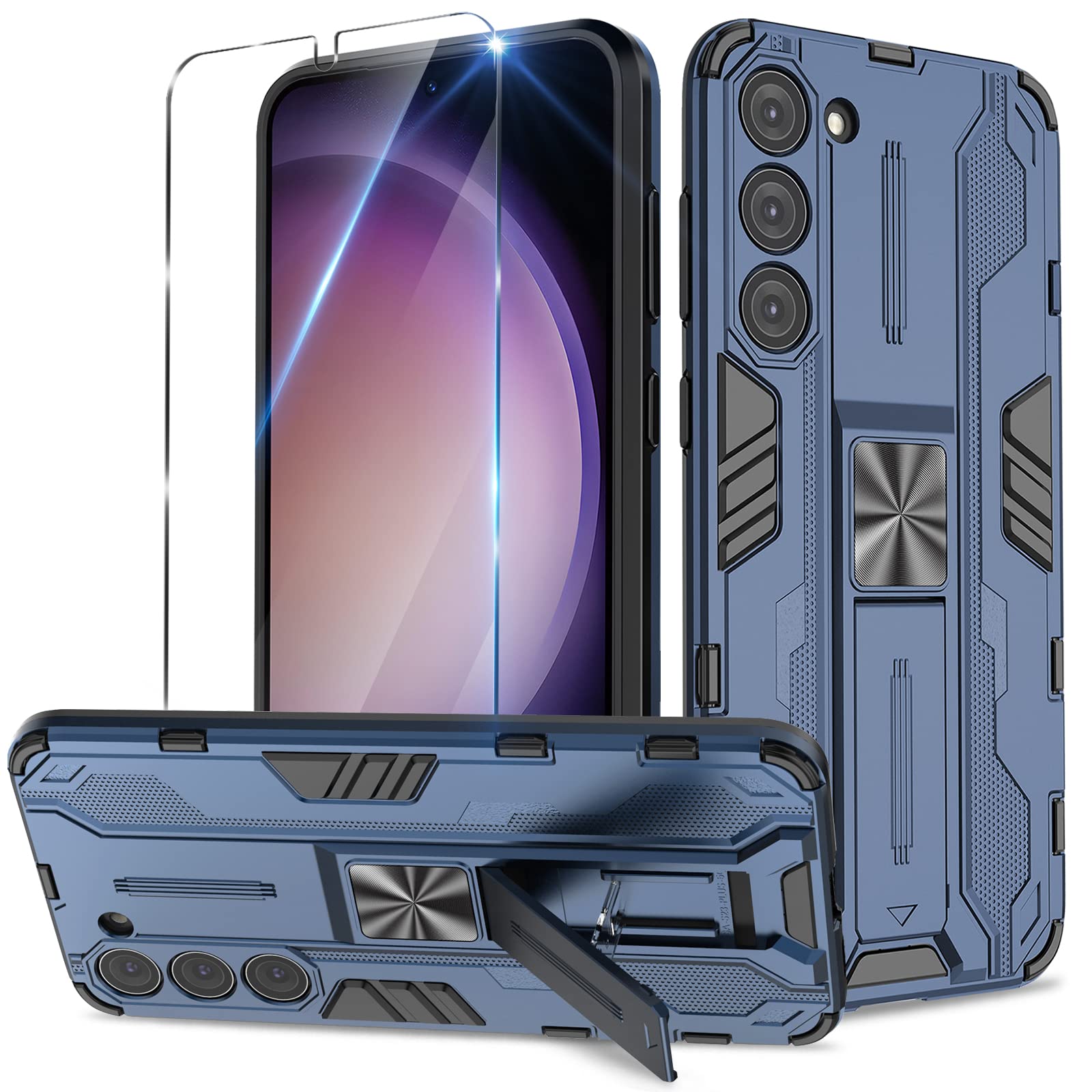 Funda para Samsung Galaxy A13 4G con Cristal Templado Protector Pantalla, Carcasa Antigolpes con Soporte anular metálico, Case Protectora de Grado Militar, Negro — view 88
