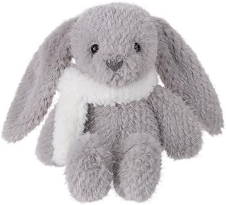 Apricot Lamb Toys Plush Grey Bunny Rabbit with Scarf Stuffed Animal Soft Cuddly for Child 8.5 Inches