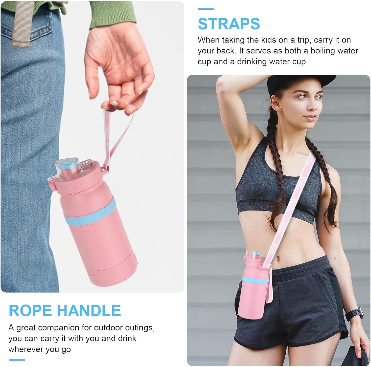 0.5L Travel Electric Kettle（110V）, Portable Electric Tea Kettle Anti-scald Design Comes with Cup Strap, Temperature Controlled, Auto Shut-Off, 304 Not Stainless Steel Liner