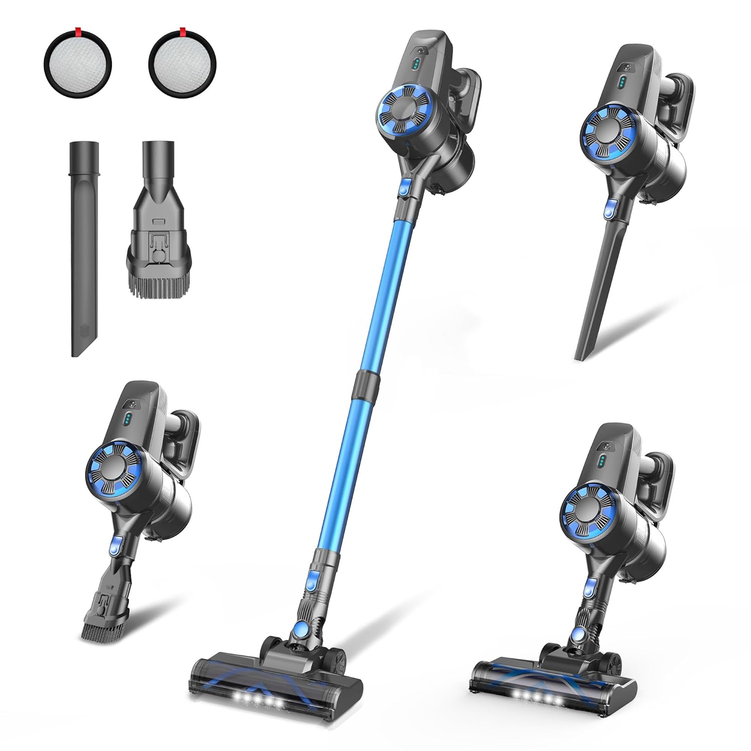 Cordless Vacuum Cleaner 8-in-1 Lightweight Stick Vacuum with Powerful Suction Self-Standing 40 Mins Max Runtime Rechargeable Vacuum Cleaners