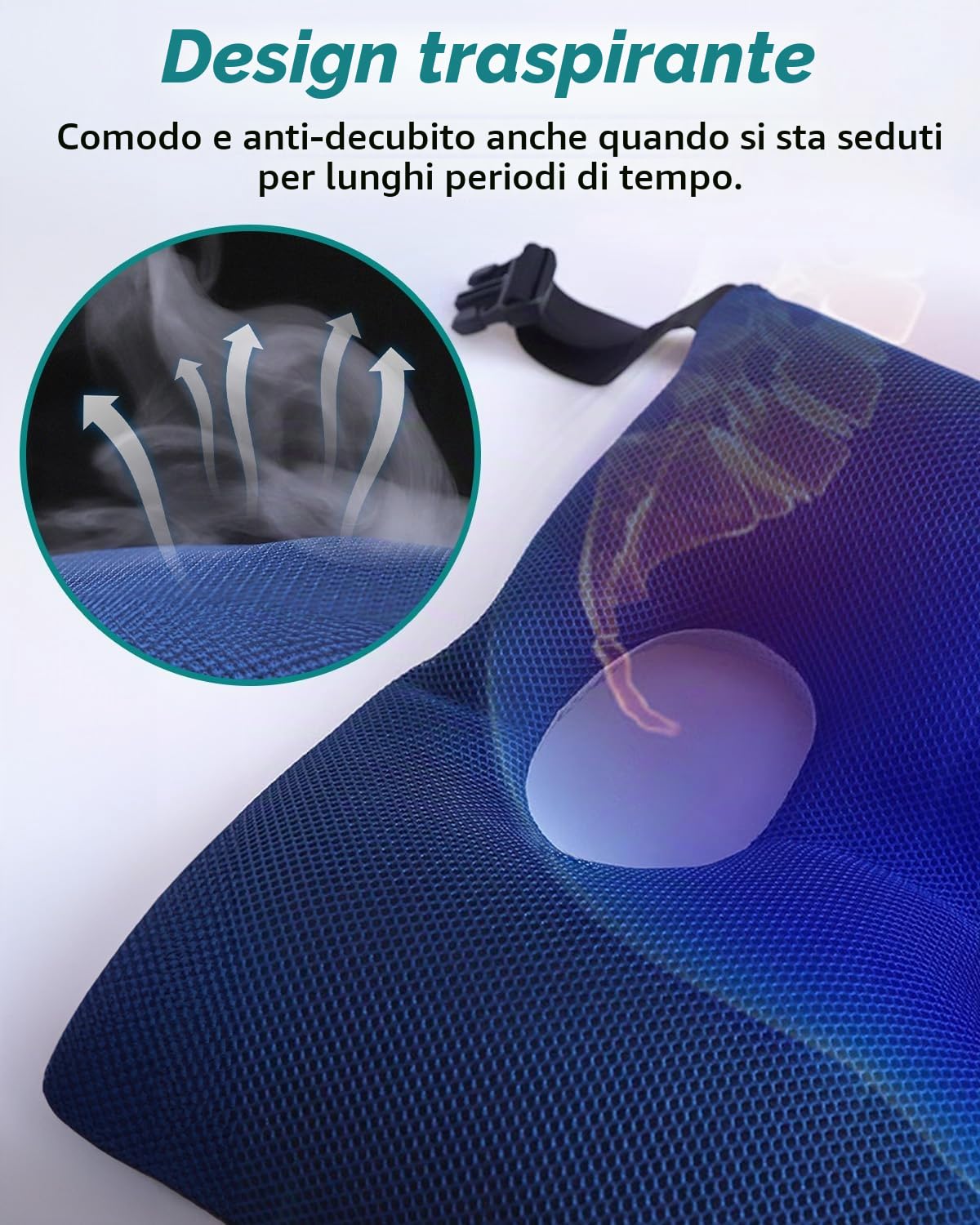 Cuscino antiscivolo per sedia a rotelle con pomolo e cintura di sicurezza, design ergonomico per un comfort ottimale, sollievo dalla pressione e stabilità, adatto per chi è in sedia a rotelle