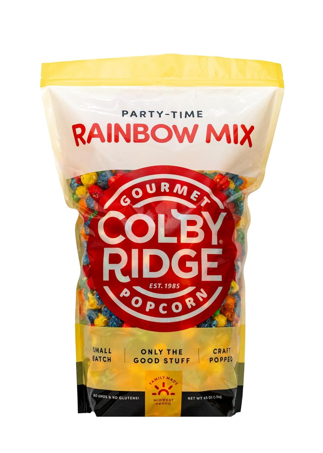 Colby Ridge 4 Gallon Gourmet Craft Popped Gluten Free Popcorn Snack Sized Large 2-Pack Pouches (Fluffy White and Rainbow)