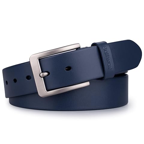 Buffway Mens Full Grain Leather Belt Solid One-Piece Leather 1 5 Wide for Jeans Business Casual Gift Box