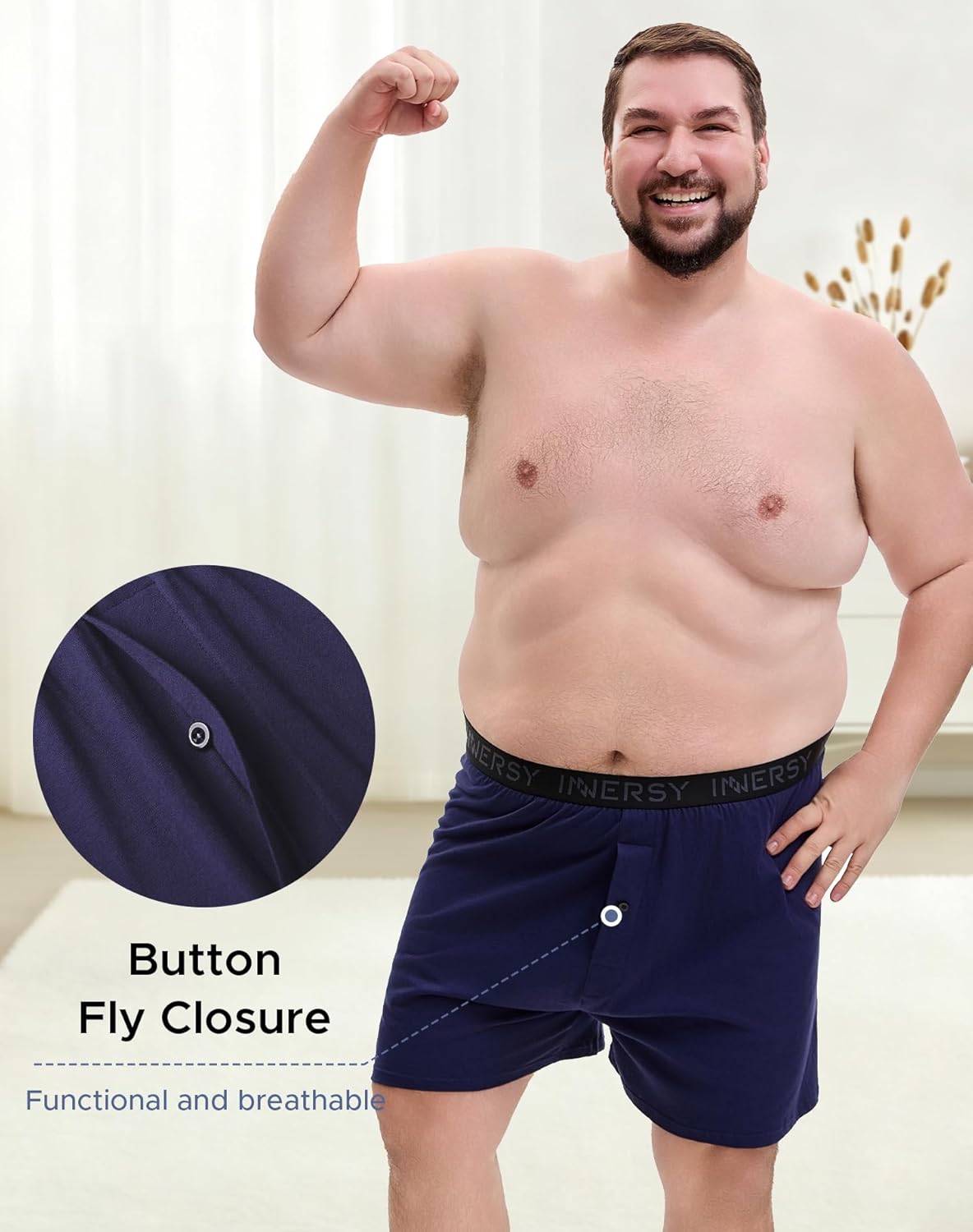 INNERSY Big and Tall Cotton Boxers for Men Moisture Wicking Loose Fit Underwear 4-Pack - Image 4