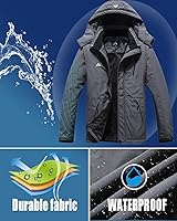 Vista 4 de Chaqueta de esquí impermeable para hombre, resistente al viento, cortavientos, abrigo de nieve cálido con capucha