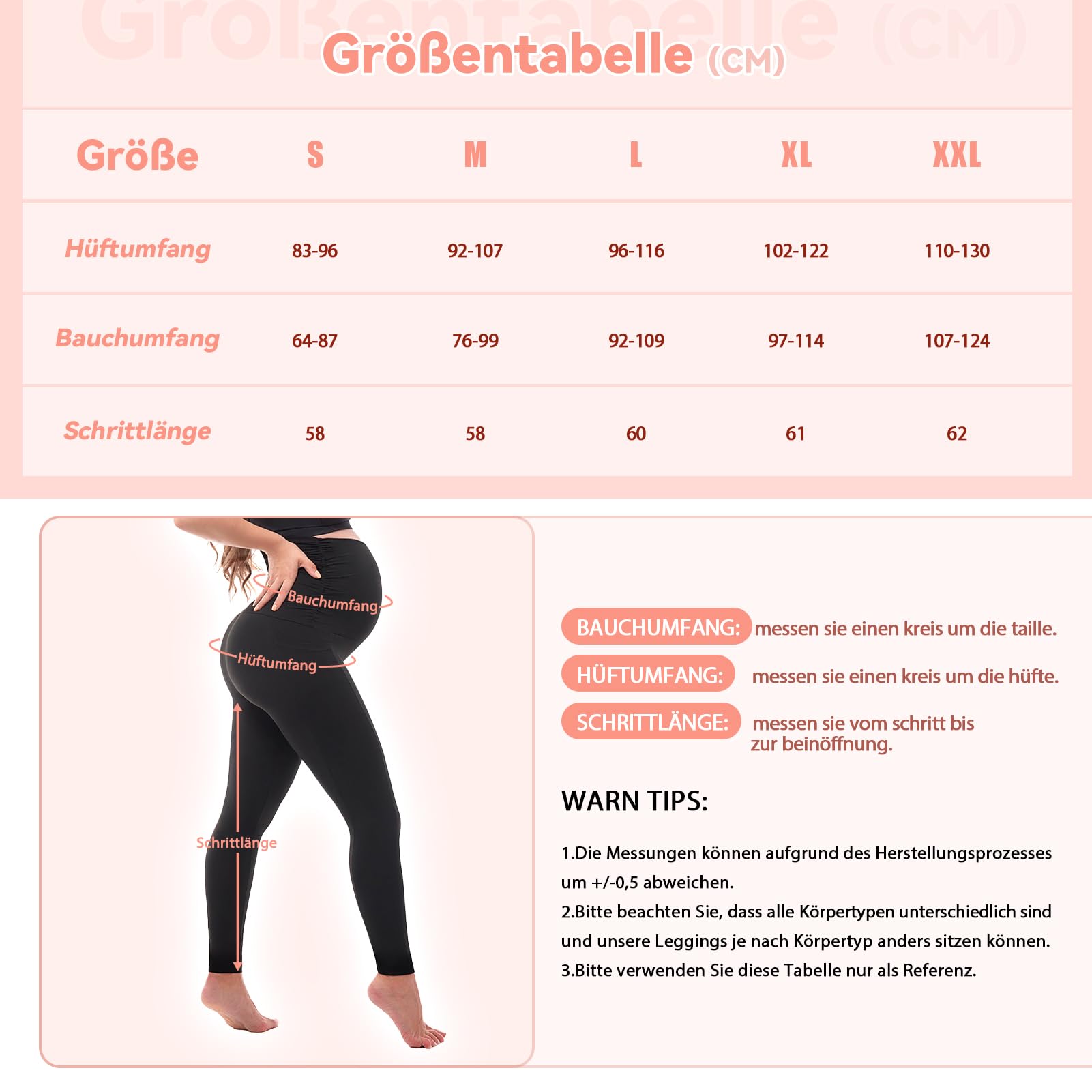 SINOPHANT Damskie legginsy ciążowe z wysoką talią, spodnie ciążowe z kieszeniami, nieprzezroczyste legginsy ciążowe, miękkie, elastyczne, moda ciążowa, do domu, jogi, L
