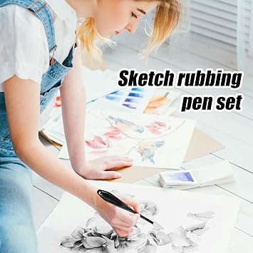 Oil Pastel Blending Tools, Sketch Scrapers Blending Sponge Pen, Multifunctional Portable Painting Supplies for Detail Correcting Highlighting Shadowing School Studio