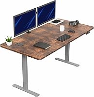 Vista 142 de VIVO DESK-KIT-1B7N-36 - Escritorio eléctrico de pie rústico de 71 x 36 pulgadas, ajuste de altura de memoria, serie 1B, marco negro con parte