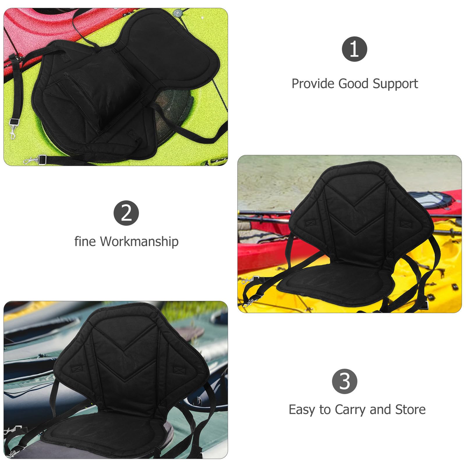 minkissy Asiento Inflable para Kayak Respaldo Flexible Transpirable, Cojín Cómodo de Espuma, Accesorio para Deportes Acuáticos y Recreación al Aire Libre